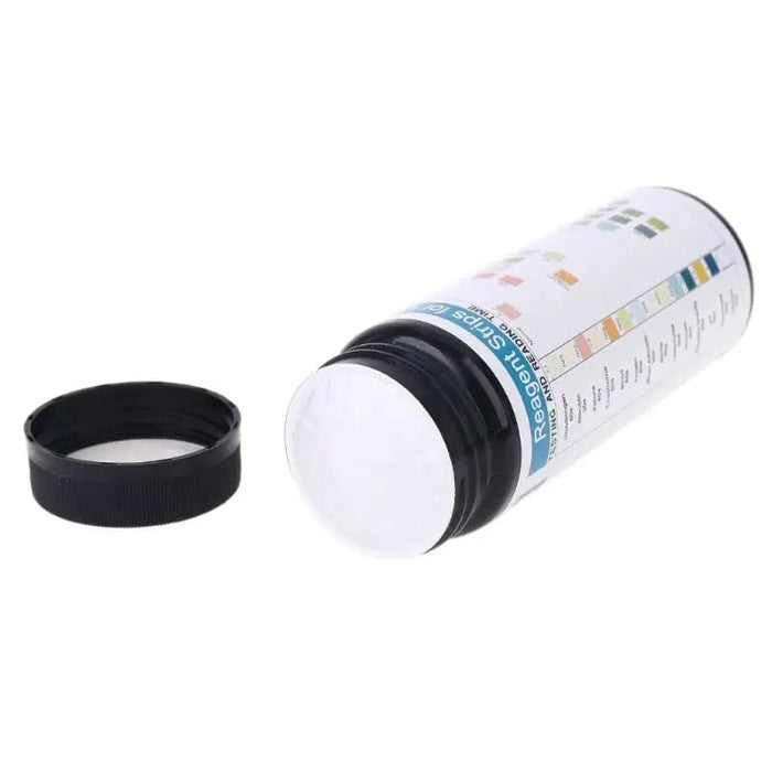 Pack of 100 URS-14T Urinalysis Reagent Strips by 9eight5, designed for multi-parameter urine testing and analysis.