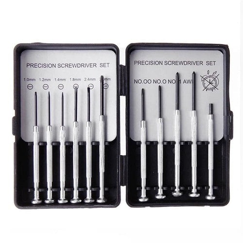 11-piece Watch Tools precision screwdriver set with metal handles and various tips for watch repair and maintenance.