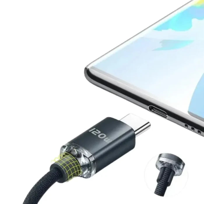 Habicare 9eight5 120W super-fast USB-C charging cable for smartphones, showing the cable and USB-C connector.