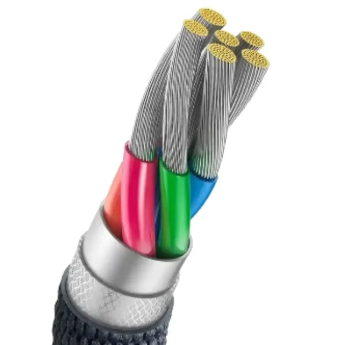 Habicare 9eight5 120W super-fast USB-C charging cable for smartphones, with durable connectors and sleek black design.