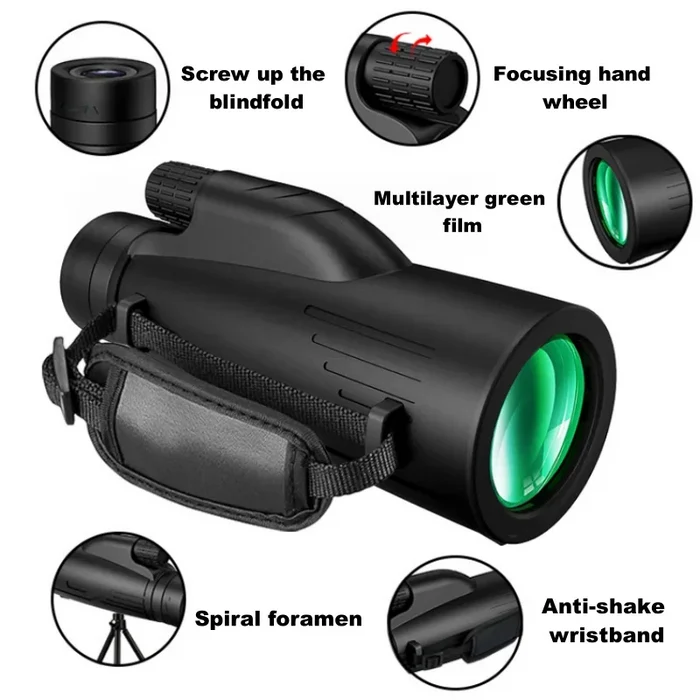 Habicare 12x50 powerful monocular telescope with long reach and portable design, ideal for outdoor viewing and nature observation.