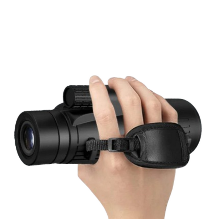 Habicare 12x50 powerful monocular telescope showing a compact, portable design with adjustable focus and ergonomic grip.