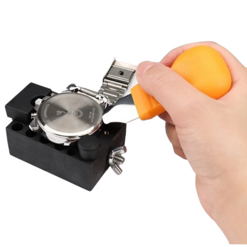 Habicare 147-in-1 watch repair tool kit with various precision tools and screwdrivers for watch maintenance and repair.