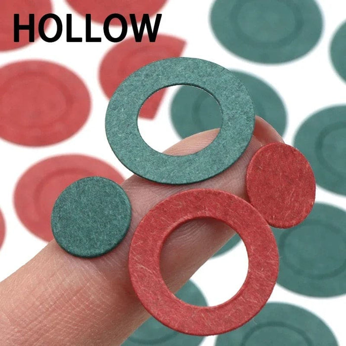 Pair of red 18650 battery terminal gaskets, 50-pack, designed for secure battery connections in electronic devices.