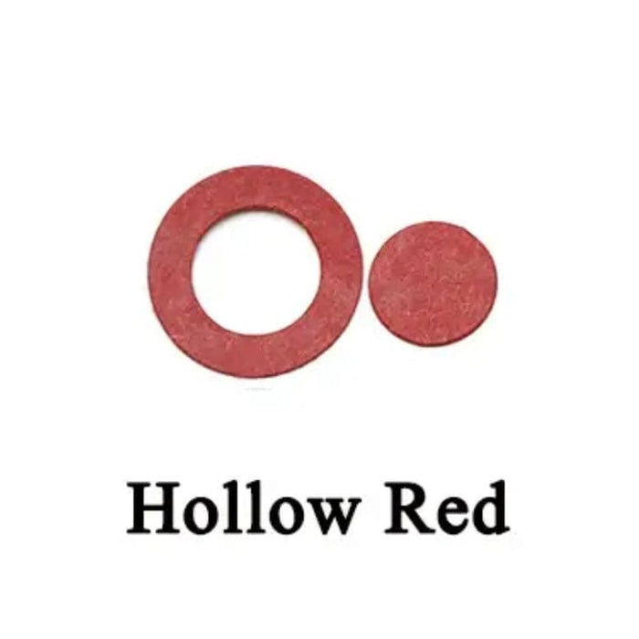 Set of 50 red 18650 battery terminal gaskets with hollow washers, designed for durable battery connections and insulation.