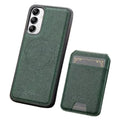 Green 2-in-1 magnetic leather case for Samsung phones by Habicare, featuring durable material and sleek design.