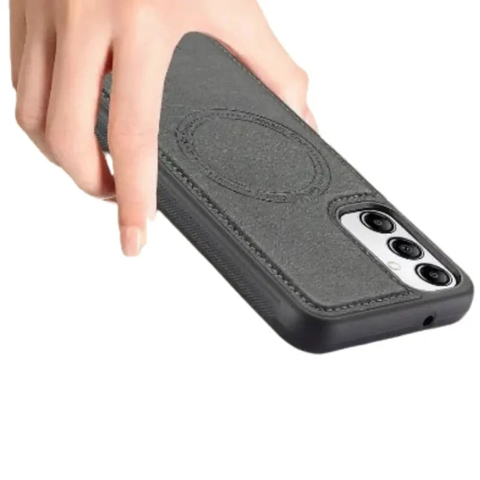 Black 2-in-1 magnetic leather case for Samsung Series by Habicare, designed to protect and stylishly hold your device.