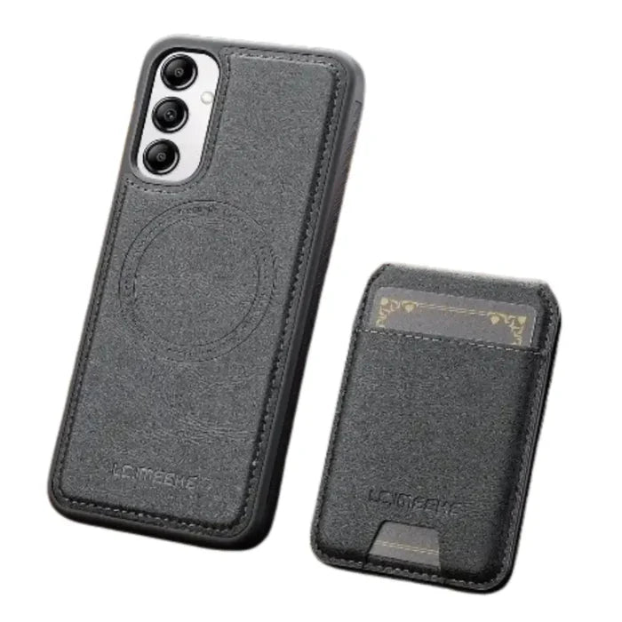 Black 2-in-1 magnetic leather case for Samsung Series by Habicare, designed for stylish protection and convenience.