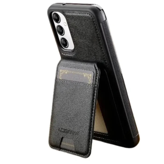 Black 9eight5 leather 2-in-1 magnetic case for Samsung Series smartphones, featuring a stylish protective design.