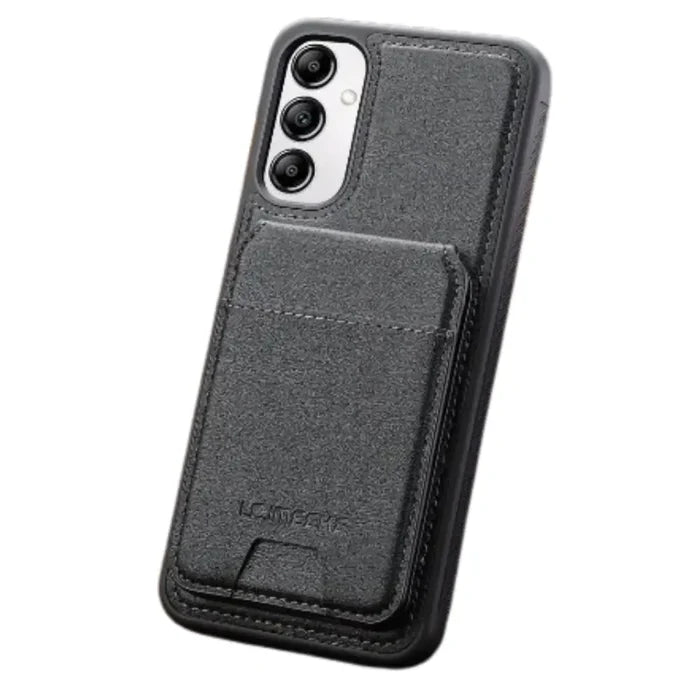 Black 2-in-1 magnetic leather case for Samsung Series by Habicare, designed to protect and stylishly hold your device.