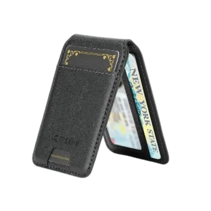 Black 2-in-1 leather magnetic case for Samsung Galaxy, by Habicare, with protective cover and sleek design.