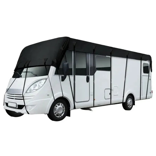 Habicare 210D waterproof RV roof cover tarpaulin sunshade in various sizes, water-resistant and durable for vehicle protection.