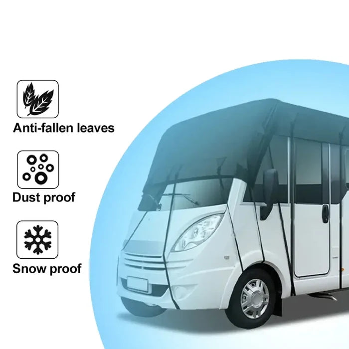 Habicare 210D waterproof RV roof cover tarpaulin sunshade in various sizes, protects RV roofs from rain and sun.