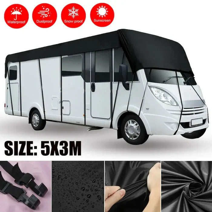 Habicare 210D waterproof RV roof cover tarpaulin sunshade in various sizes, durable and weather-resistant for RV protection.