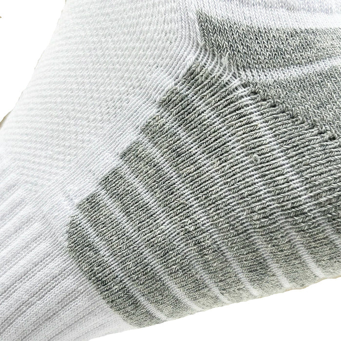 Pair of black and white cushioned cotton ankle socks for men and women, low-cut athletic sports socks by Habicare.