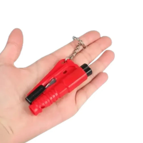 Habicare 3-in-1 vehicle safety hammer with window breaker and cutter, stainless steel design for emergency rescue.