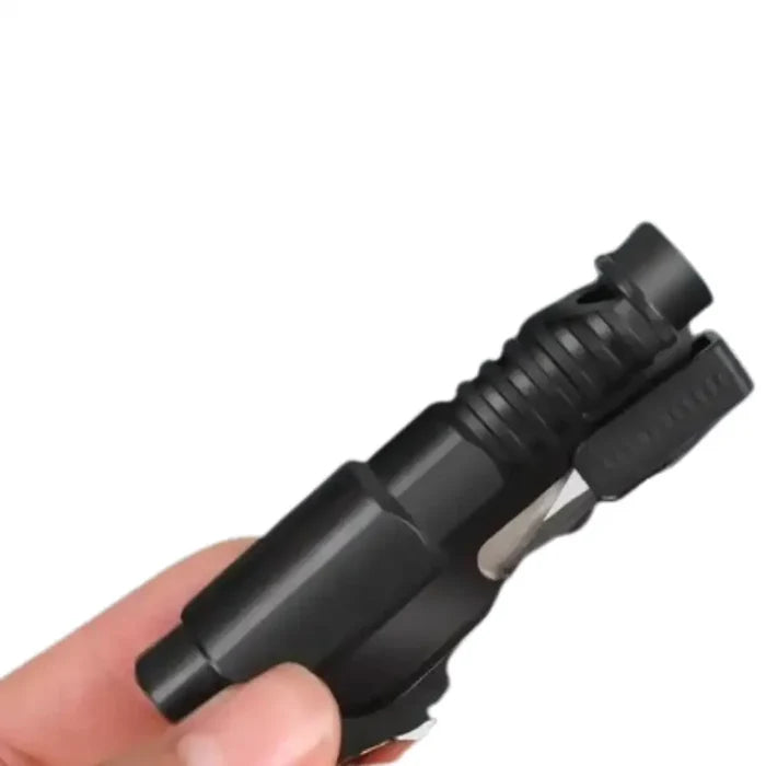 Habicare SS 3-in-1 vehicle safety hammer with window breaker and cutter, shown in a car emergency tool image.