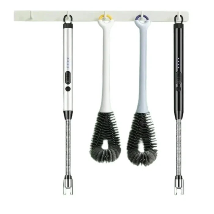 Habicare 360° electric arc BBQ lighter in stainless steel with a sleek, modern design for safe, easy outdoor grilling.