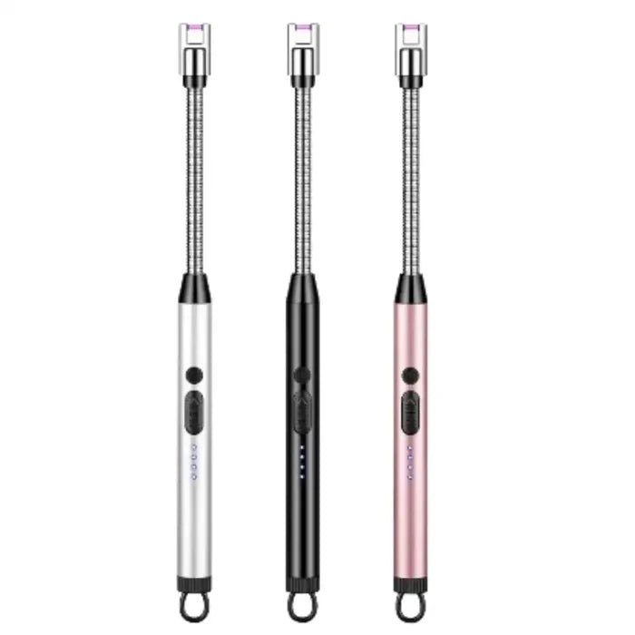 Habicare 360° Electric Arc BBQ Lighter in stainless steel with a sleek, modern design for easy, safe outdoor grilling.