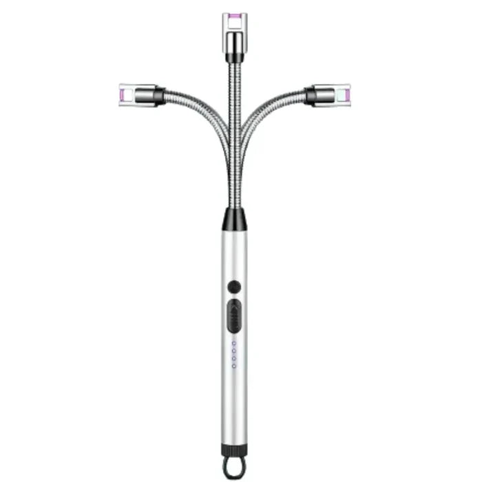 Habicare 360° Electric Arc BBQ Lighter in stainless steel, featuring a 360-degree rotating arc for easy grilling and outdoor lighting.