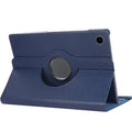Dark blue 9eight5 rotating case for Samsung Galaxy Tab, made by Habicare, with 360-degree rotation and protective design.