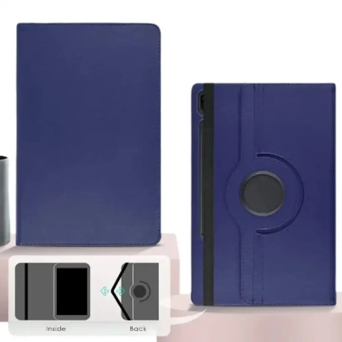 Dark blue 360° rotating case for Samsung Galaxy Tab by 9eight5, provides versatile protection and easy viewing angles.
