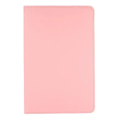 Pink 360° rotating case for Samsung Galaxy Tab by 9eight5, made by Habicare, shown with the rotating stand open and closed.