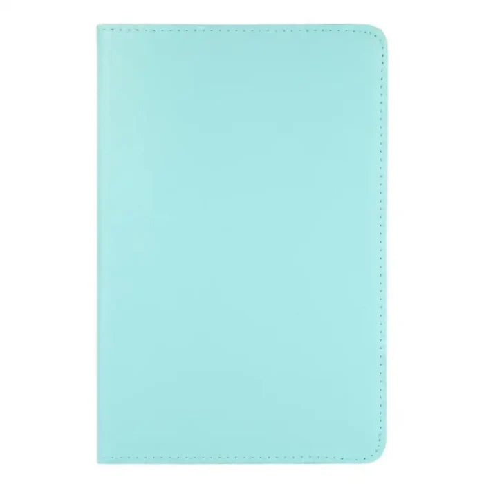 Sky blue 9eight5 rotating case for Samsung Galaxy Tab by Habicare, featuring 360-degree rotation and protective cover.