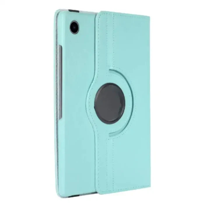 Sky blue 9eight5 360° rotating case for Samsung Galaxy Tab, showcasing the protective and versatile tablet cover.