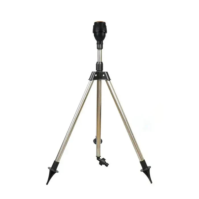 Habicare 360° rotating garden sprinkler with tripod stand for even lawn irrigation and adjustable spray coverage.