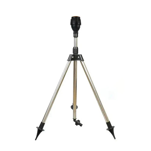 Habicare 360° rotating garden sprinkler with tripod stand for even lawn irrigation and adjustable spray coverage.