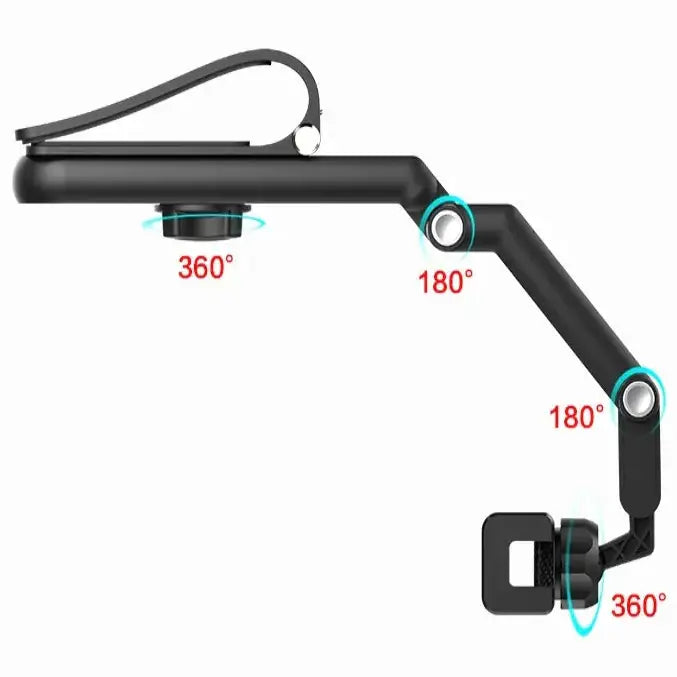 Habicare 9eight5 360° rotating sun visor phone holder for RVs and caravans, securely holding smartphone in vehicle.