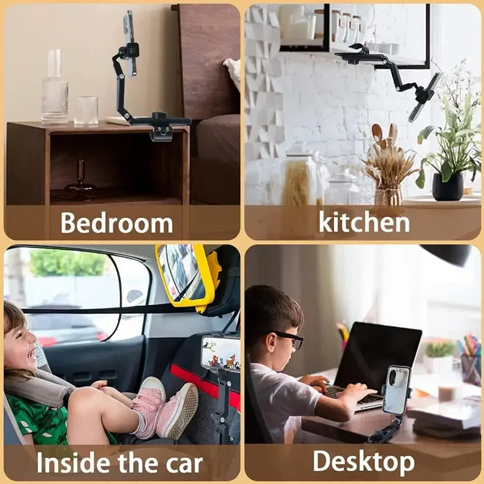 Habicare 9eight5 360° rotating sun visor phone holder for RVs and caravans, adjustable mount for secure smartphone placement.