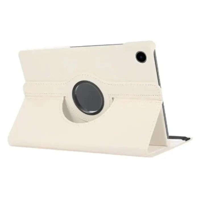Habicare 9eight5 360° rotating tablet cover for Samsung Galaxy Tab series, shown in black with adjustable stand and colorful options