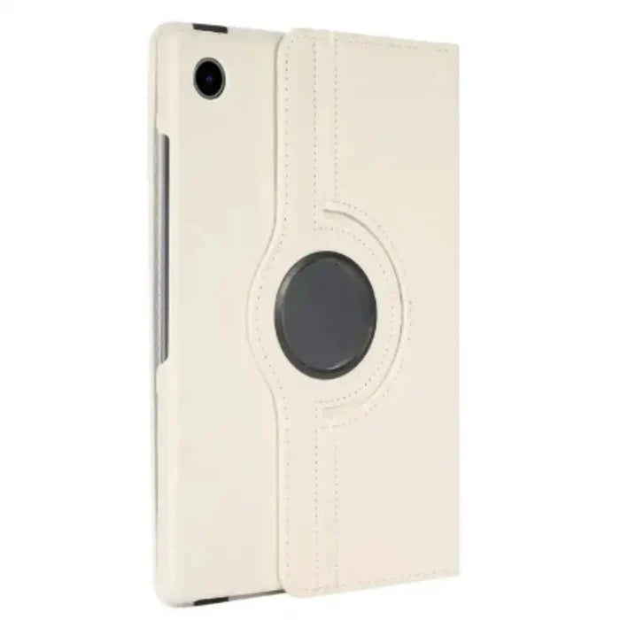 Habicare 9eight5 360° rotating tablet cover for Samsung Galaxy Tab series in five colors, showing adjustable viewing angles.