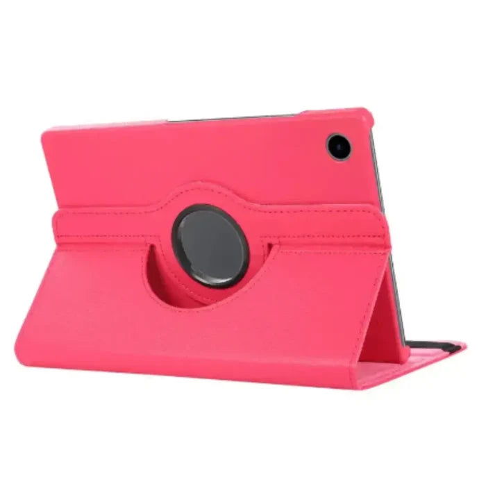 Habicare 9eight5 360° rotating tablet cover for Samsung Galaxy Tab series in five colors, with adjustable stand and protective design.