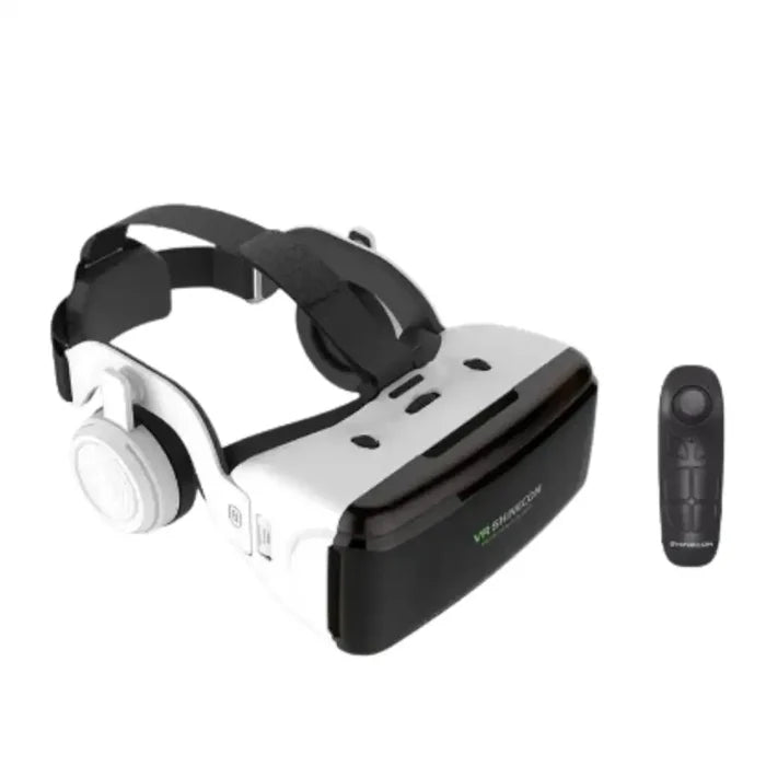 Habicare 9eight5 3D VR headset for smartphone gaming and videos, featuring adjustable straps and immersive viewing lenses.