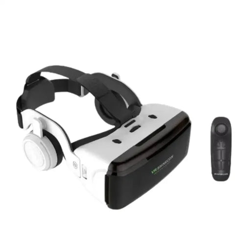 Habicare 9eight5 3D VR headset for smartphone gaming and videos, featuring adjustable straps and immersive viewing lenses.