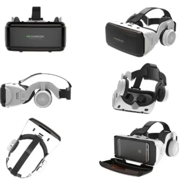 Habicare 9eight5 3D VR headset for smartphone gaming and videos, featuring adjustable straps and immersive viewing lenses.