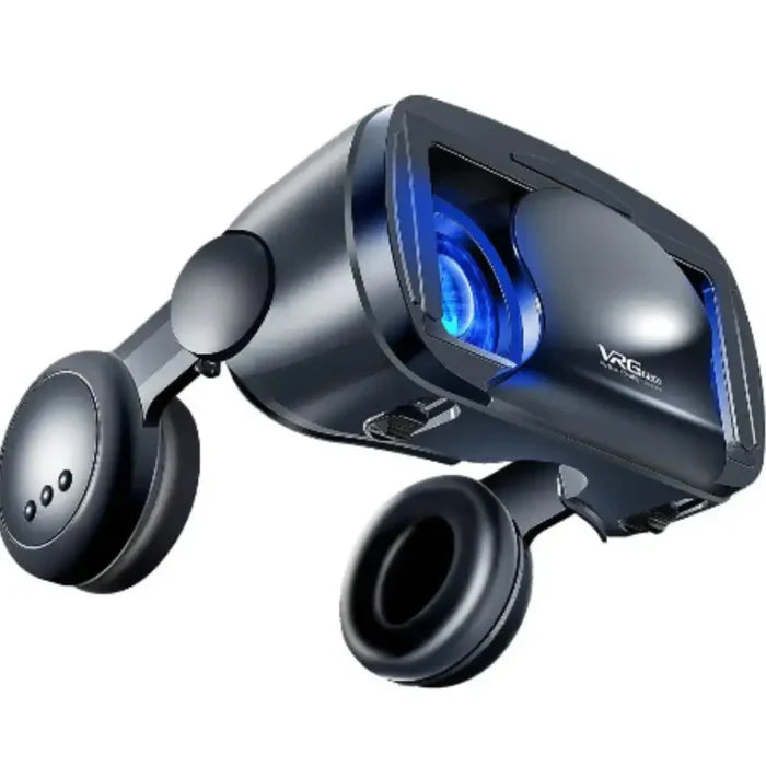 Habicare 9eight5 3D VR headset with integrated headphones and handheld controller, designed for immersive virtual reality experiences.