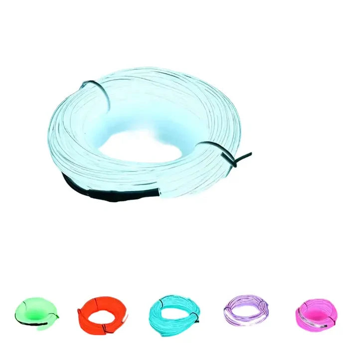 Habicare 5M USB LED Neon Car Interior Light with 7 color options, showing vibrant multicolor glow inside a vehicle.