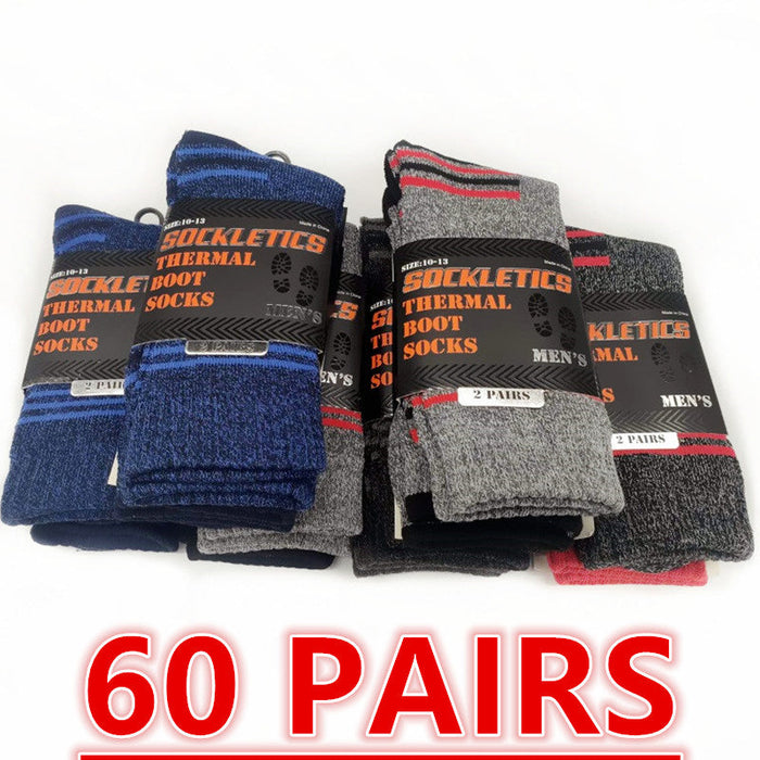 Pair of thermal crew work socks by dealonline.co.nz, showing thick, insulated boot socks in a neutral color for cold weather workwear.