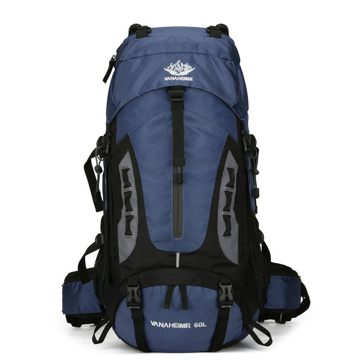 ECOTREK 60L camping and hiking backpack, lightweight travel backpack for outdoor adventures, with multiple compartments and adjustable straps.