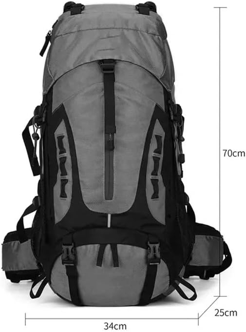 ECOTREK 60L camping and hiking backpack with multiple compartments, adjustable straps, and durable outdoor-ready design.