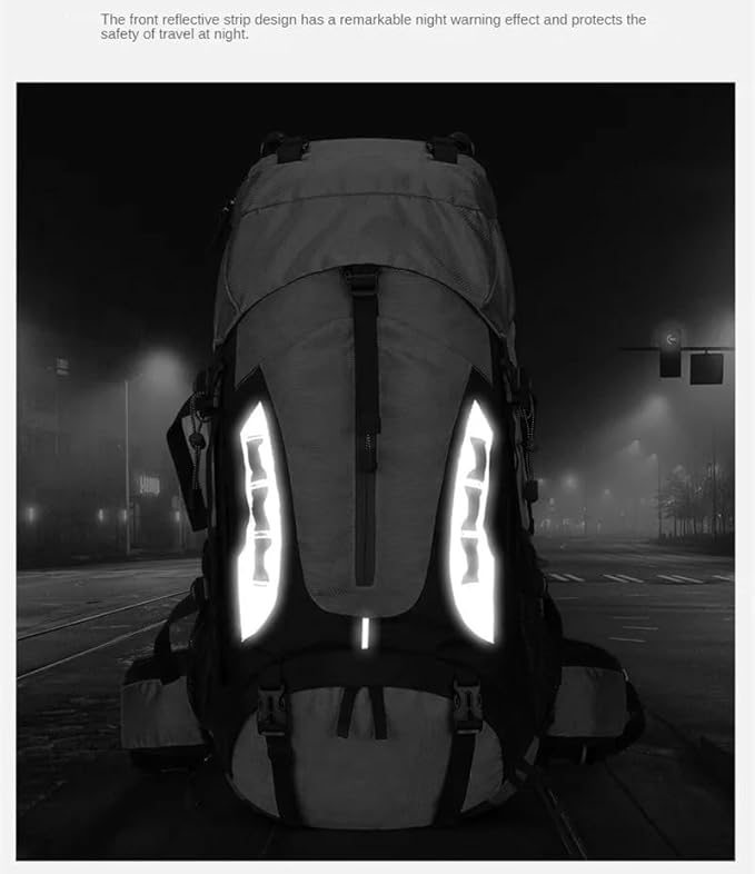 ECOTREK 60L lightweight camping and hiking backpack with multiple compartments and padded straps for outdoor adventures.