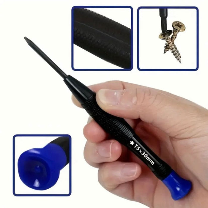 Set of 8 precision screwdrivers for watch repair, featuring textured handles and metal tips, ideal for watch tools and maintenance.