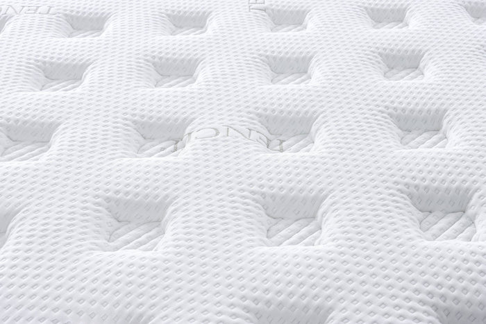 Superking Abbotts Pocket Spring mattress by sue-e furniture with Tencel fabric, showcasing plush surface and supportive construction.