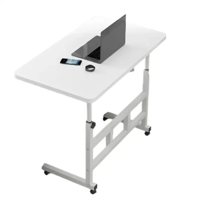 White lightweight Habicare adjustable height desk with portable design and sturdy SS frame, ideal for flexible workspace setups.