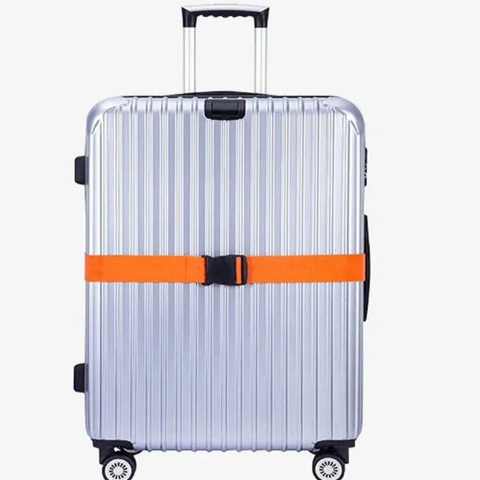 Habicare adjustable luggage straps in various colors, shown in a pack of two, with secure buckles and durable material for travel.
