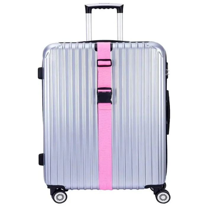 Habicare adjustable luggage straps in assorted colors, shown in a pack of two, with secure buckles and durable material.